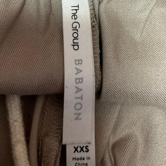 Aritzia Babaton Khaki Linen Drawstring Pull On Straight Ankle Trouser Pants XXS - Picture 4 of 5